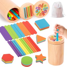 TEBOKHAD Montessori Toy from 1 Year, Wooden Montessori Toy 1 2 3 Years, Girls Boys 1 2 Years Colour Sorting Game Plug-in Game Children's Toy, Sensory Toy, Montessori Toy Baby