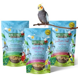 Bird Street Bistro Cockatiel Food Sample 3 Pack - Cooks in 3-15 min w/Natural & Organic Grains - Healthy Non-GMO Fruits, Dried Vegetables, Health Orientated Spices
