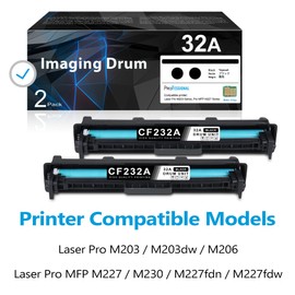 32A Imaging Drum Black Extra High-Yield 2-Pack | 32A CF232A Imaging Drum Replacement for HP 32A Drum Unit CF232A Compatible with Laser Pro M203 Series, Pro MFP M227fdn, M227fdw Printer | CF232A