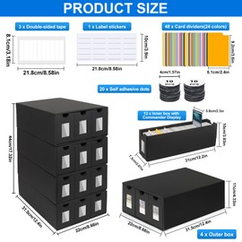 12000+ Trading Card Storage Box for Commander Display, Card Deck Box Cardboard with 48 Dividers, Labels & Tapes, Trading Card Collection Box Fit for TCG, PTCG, MTG and Sport Cards