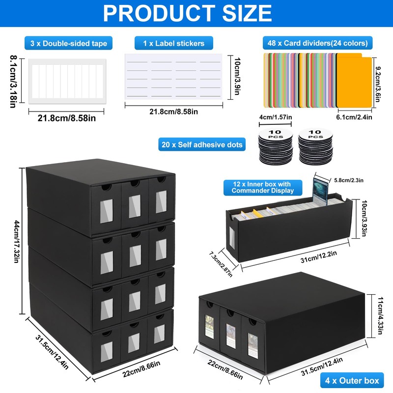 12000+ Trading Card Storage Box for Commander Display, Card Deck