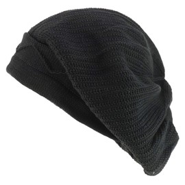Armycrew Dreadlock 100% Cotton Slouchy Long Rasta Knit Beanie - Black