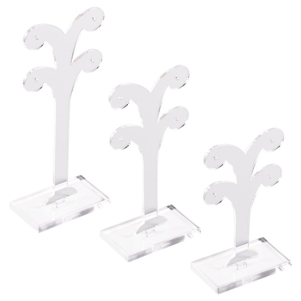 Beadthoven 3pcs Clear Acrylic Earrings Display Stand, Tree Earring Holder