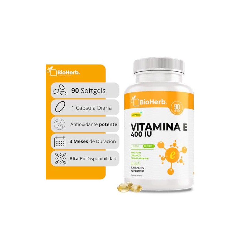 BioHerb® | Vitamina E 400 IU | Antioxidante, Apoyo al