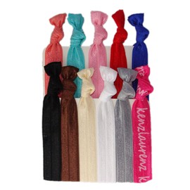Kenz Laurenz Hair Ties Ponytail Holders "Solid Assortment" (Available in Lots of Pack Quantities) No Crease Ouchless Stretchy Elastic Styling Accessories Ribbon Bands - (10 Pack)