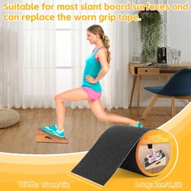 Anti-Slip Slant Board Tape Abrasive Surface Replacement of Anti-Slip Surfaces for Slant Board Suitable for Most Slant Board(5.9IN *6.5FT Black)