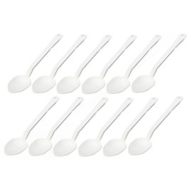 Soro Essentials- 13” Solid Serving Spoons Polycarbonate White Color Set of 12- Serving Spoon Catering Spoons Solid Serving Utensils for Buffet Banquet Flatware Kitchen Basic Serving
