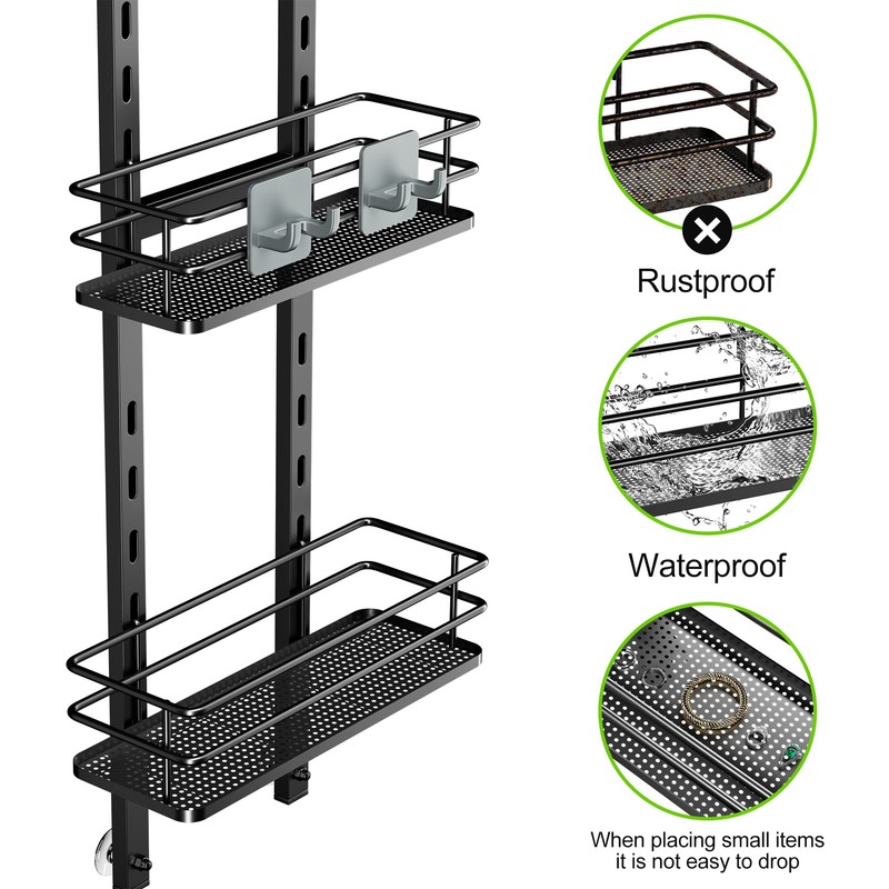 Orimade Adjustable Hanging Over the Shower Door Caddy with Hooks,