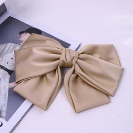 Wambere Women's Hair Clips with Bow, Girls Hair Accessories, Elegant Bow Hairpin Hair Clips Made of French Fabric for Women, Hair Pins with Bow, Hair Bow for Women, Girls, Khaki