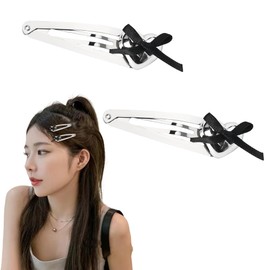 Bow Snap Hair Clips Metal BB Barrettes for Women Girls Bowknot BB Hair Clip Heart Hair Clips Barrettes for Women Bow Hairpin Headpiece Hair Accessories for Thin Think Hair 2Pcs