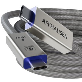 AFFHAUSEN Active USB-C 4 Cable Professional 3FT, 40Gbps Data, Thunderbolt 4, 8K/6K/4K Video, HiFi Audio, 100W Fast Charging, USBC to USB C Data Cable for Professional Computers, Audio/Storage Devices
