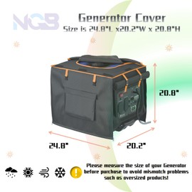 NGB Outdoor Generator Cover,24.8L x 20.2Wx 20.8H for Universal Most Inverter Generators Made of 600D plus 210D Double Layer Heavy Duty Waterproof Fabric The Top Cover is Waterproof for Refueling.