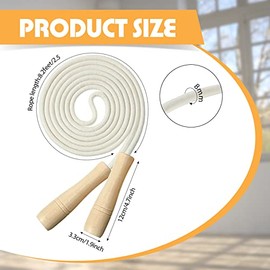 Hungdao 4 Pcs Jump Ropes for Kids with Wooden Handle Cotton Braided Adjustable Skipping Rope for Exercise Fitness Jumping Rope for Children Boys Girls
