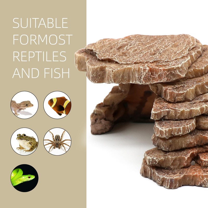 Gecko Hide Shale Scape Step Ledge, Reptile Cave Hideout Tank