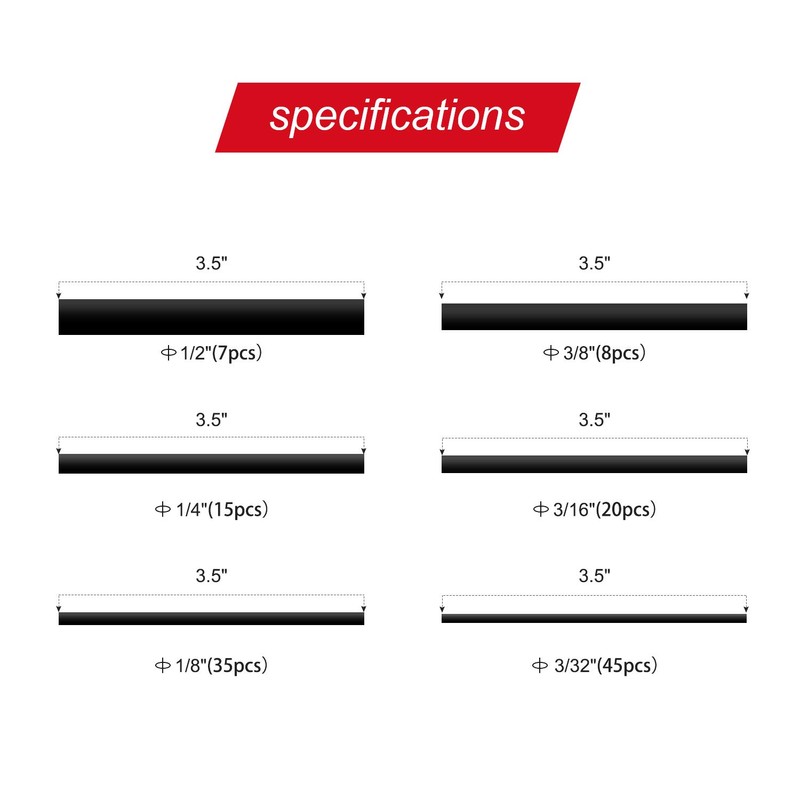 Nilight 130 Pcs 3:1 Heat Shrink Tubing Kit Dual Wall