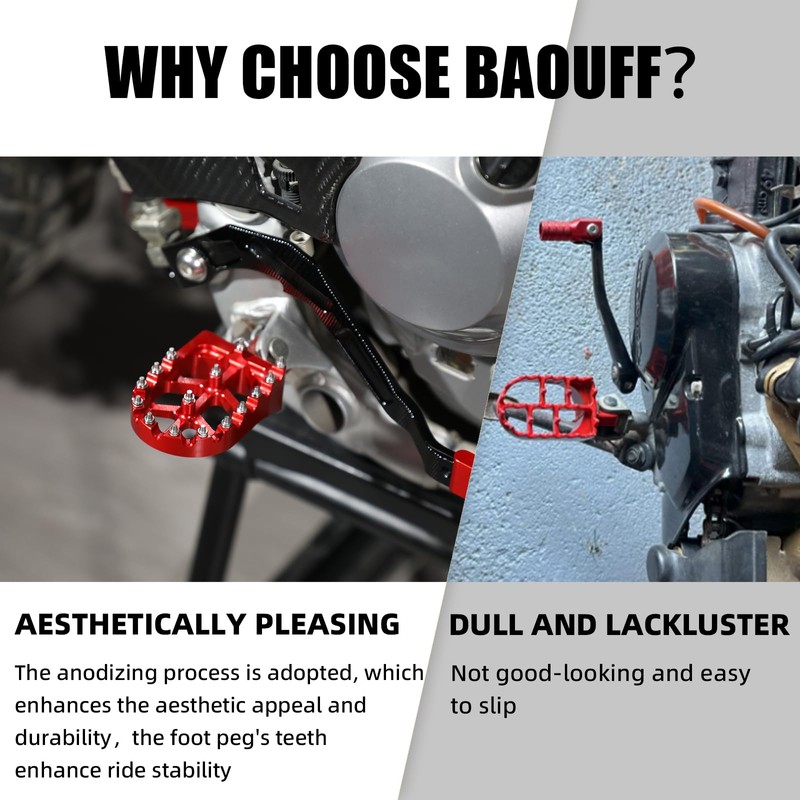 BAOUFF CNC 6061 Aluminum Foot Pegs for CRF110F 13-26,CRF125F 14-26-Red