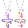 PinkSheep BFF Necklaces and Bracelet for 2, Butterfly Unicorn Princess