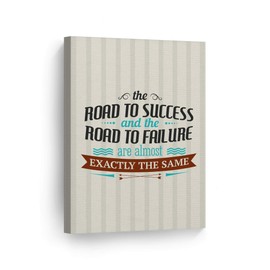 Smile Art Design The Road to Success and The Road to Failure Lettering Motivational Canvas Wall Art Inspirational Wall Art Entrepreneur Quote Canvas Print Modern Office Decor Gift Ready to Hang 28x19