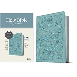KJV Personal Size Giant Print Bible, Filament Enabled Edition (Red Letter, LeatherLike, Floral Leaf Teal)