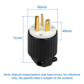 JORINDO 2 Pack NEMA 6-20P USA Male Plug Extension Cord Ends,NEMA 6-20P Straight Blade Replacement Plug Connector,20 Amp, 250 Volt,3 Wire Grounding (NEMA 6-20P-2 Pack)