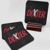 Dexter Splatter Logo Hardwood Coaster with Mahogany Holder - Set