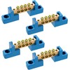 4 Pack 4 Position Neutral Bus Bar Terminal Block, Blue
