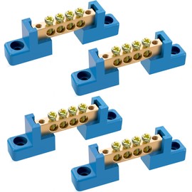 4 Pack 4 Position Neutral Bus Bar Terminal Block, Blue Insulated Electrical Bus Bar with Screws for Distribution and Breaker Boxes