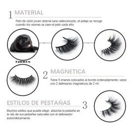 Pestañas Magnéticas Maquillajes Reutilizable Super Suave 8x1                                                                                          