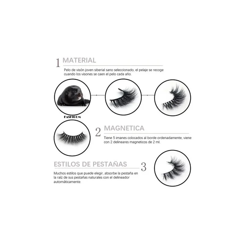 Pestañas Magnéticas Maquillajes Reutilizable Super Suave 8x1