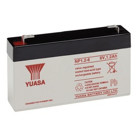 Yuasa NP1.2-6 6V/1.2AH Sealed Lead Acid Battery with F1 Terminal