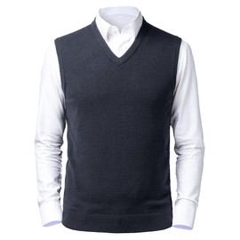 Btmpmcs Men's Sleeveless Knitted Vest V-Neck Wool Vest Autumn Winter Knitted Pullover Casual Fine Knit Sweater Vest for Classic Gentleman, Charcoal