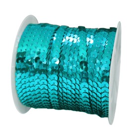 FQTANJU 6mm Spangle Round Sequins Trim, PVC, 100 Yards/Roll. (Blue)