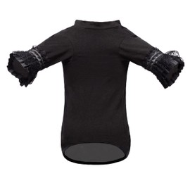 Dog Shirt Soft Cotton Pet Clothes for Small Medium Large Dogs Breathable Stretchy Puppy Cat T Shirt with Lace Holiday Birthday Party (Black, M)