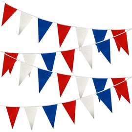 1ABOVE 10M Red White and Blue Bunting Garland Union Jack Banner Party Decorations Supplies Sporting Events Pub Bbq Royal Theme French USA 20 Flags (10M)