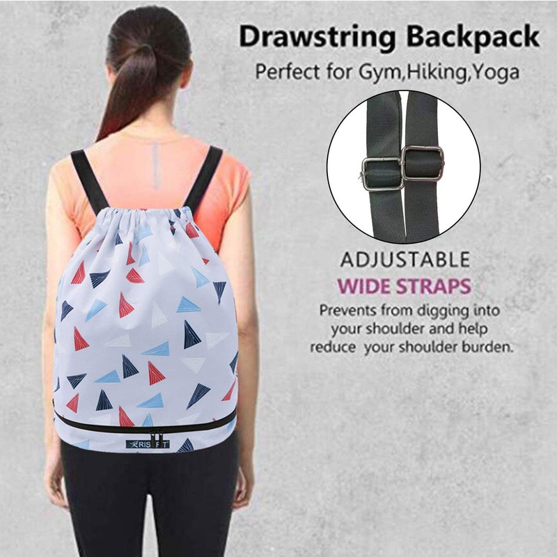 Risefit Waterproof Drawstring Backpack, Swimming Travelling Shopping Gym Bag Nylon