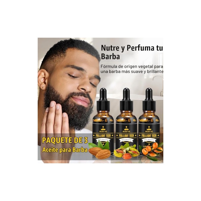 Fulllight Tech Kit Barba 60ml 3x20ml Aceite Nutrición Regeneración Fortalecimiento