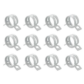 uxcell 12Pcs Spring Band Type Action Fuel/Silicone Vacuum Hose Pipe Clamp, 24mm Low-Pressure Air Spring Hose Clip Clamp for Automotive Oil Pipe Water Pipe, Silver
