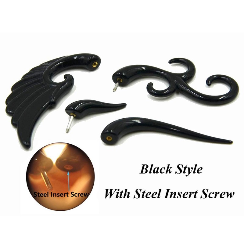 Q-XIAOKEAI 8 Pairs 16G Spiral Fake Gauges Acrylic Ear Tapers