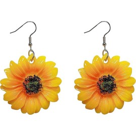 Sunflower Earrings for Women 3D Sunflower Daisy Flower Drop Dangle Earrings Bohemian Sunflower Earrings Jewelry for Girls (Yellow, One size)