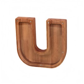 YOYOQIEKENAO DlY Name Wooden Letter Piggy Bank forKids Boys Girls Birthday Gift（Children's Gift）|Money Bank|Bedroom Living Room Decoration|Unbreakable Toys|Alphabet （U）