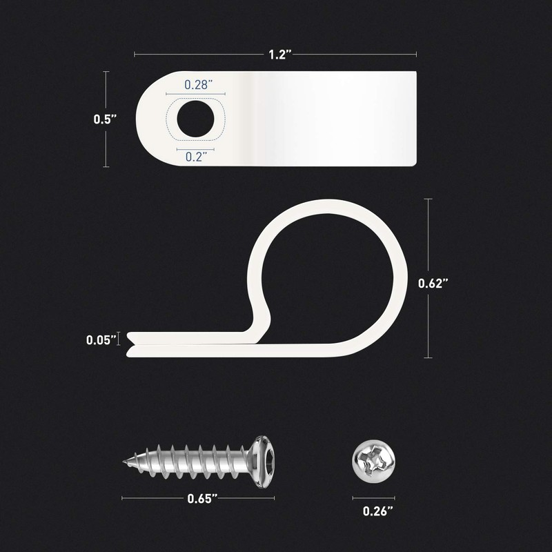 GOOACC 1/2 Inch Rope Light P-Style Mounting Clips with Pan