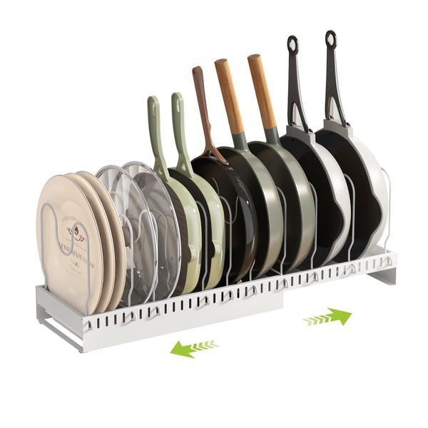 Fovkdcvw Pots and Pans Organizer Under Cabinet with Drain Board,