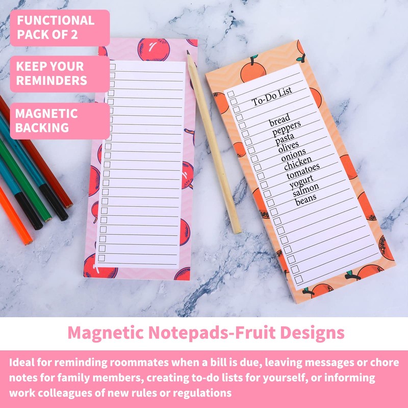 2 Pack Magnetic Shopping List Pad for Fridge, 100 Tear