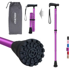 SONGWAY 杖 女性用 杖 男性用 ステッキ 紳士 折りたたみ杖 軽量 杖 おしゃれパープル