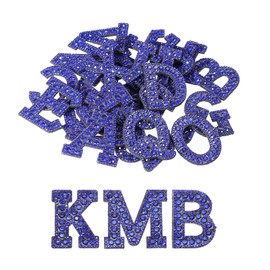 sourcing map Iron on Patch Decorative A-Z Dark Blue Glitter Alphabet Applique Rhinestone English Letter for DIY Clothes Repair Hats Bags Pack of 26