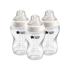 Tommee Tippee Closer to Nature Biberón para líquidos más espesos, transparente, 11 oz (340 ml), 3 piezas