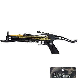 Pistol Crossbow Self-Cocking 80 LBS with Adjustable Sights and a Total of 63 Aluminim Arrow Bolt Set
