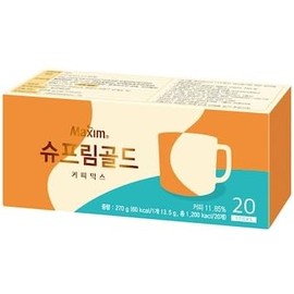 Maxim Supreme Gold Korean Instant Coffee Mix 커피믹스 Smooth & Mild 3-in-1 Coffee with Creamy Taste | Single-Serve Sticks for Easy Hot Brewing | 20 Sticks, Product of Korea