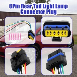 6Pin Rear Tail Light Lamp Connector Plug Fit for Can Nissan Versa N17 2012 2013 2014 2015 2016 2017 2018 2019 Wire Pigtail