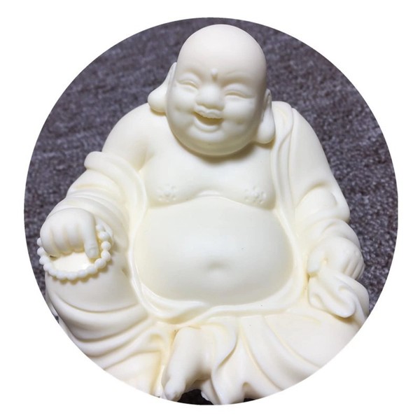 White Laughing Buddha Statue for Home,Small Smiling Buddha Figurine for